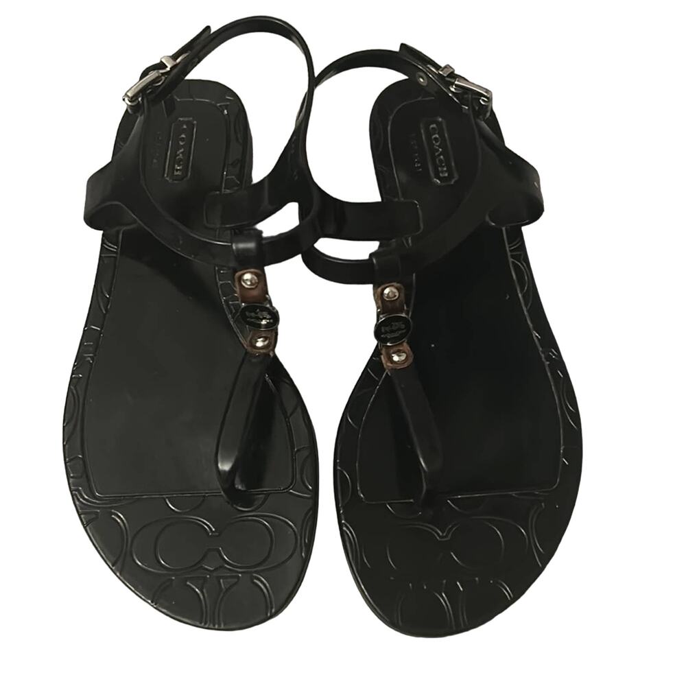 Coach Piccadilly Black Jelly Sandals 6B Quiet Luxury Heritage Slow Fashion Prep